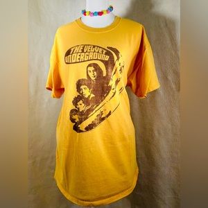 THE VELVET UNDERGROUND Lou Reed Warhol banana yellow cotton shirt Size L